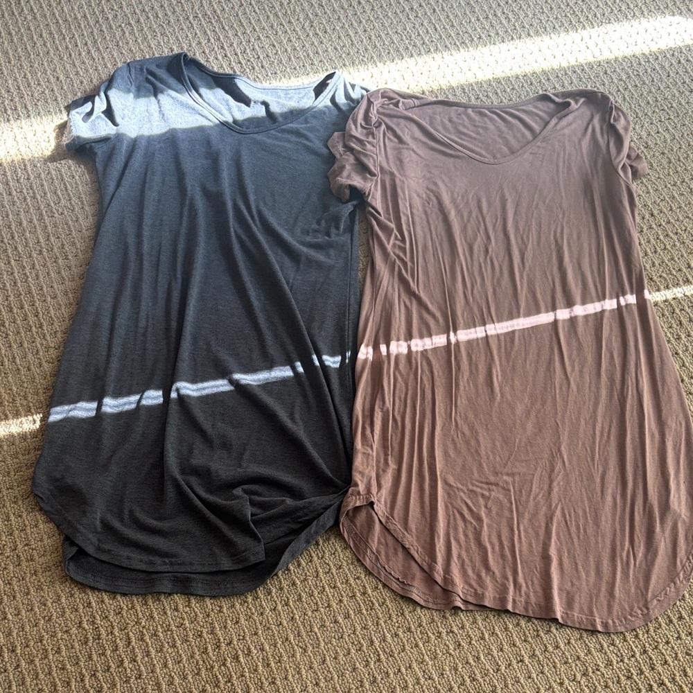 Set of Two Casual T-Shirts in Gray and Brown